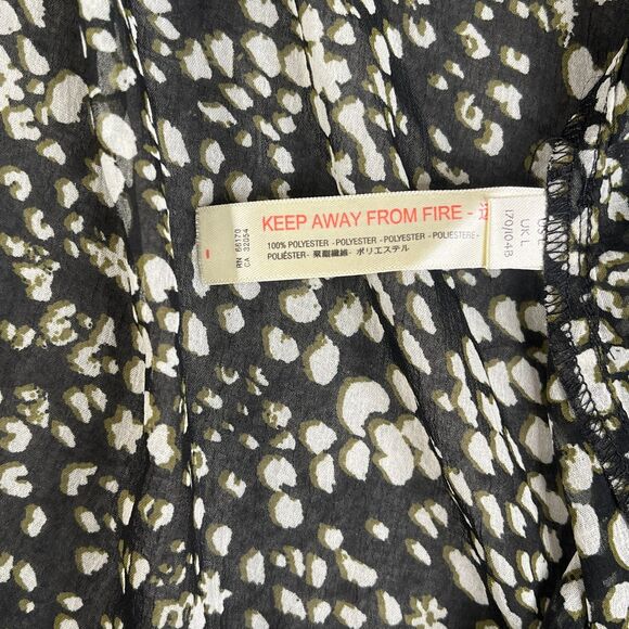 Intimately Free People Top Womens L Black Floral Sheer Button Long Sleeve Drapey - Picture 4 of 13